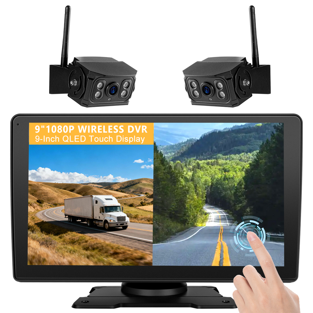 Wholesale Wireless RV Backup Camera, 9" Touch Screen Qled Monitor - IP69 Waterproof Truck Camera with DVR, Night Vision for Rv, Truck, Trailer and Camper