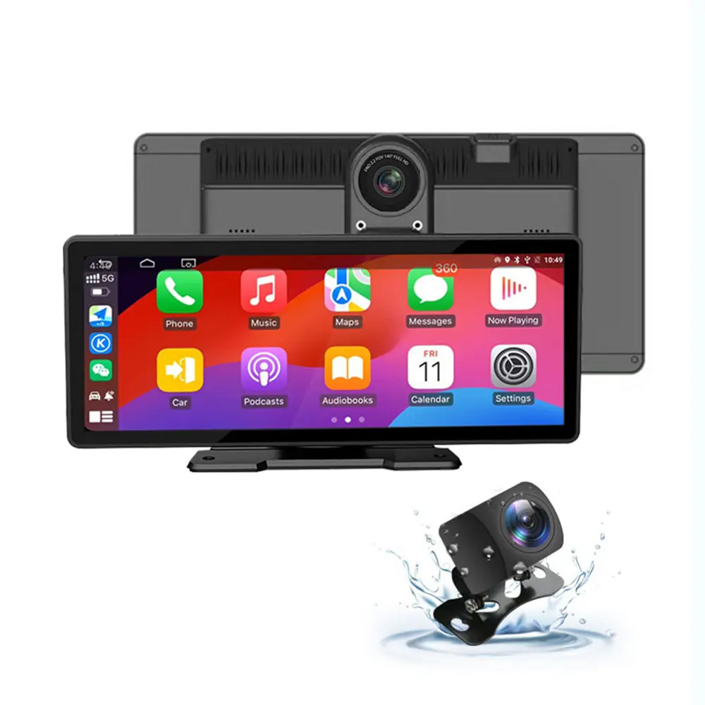 11.36" Portable Car Smart Screen: Wireless CarPlay & Android Auto, Mirror Link, Bluetooth, FM Transmitter