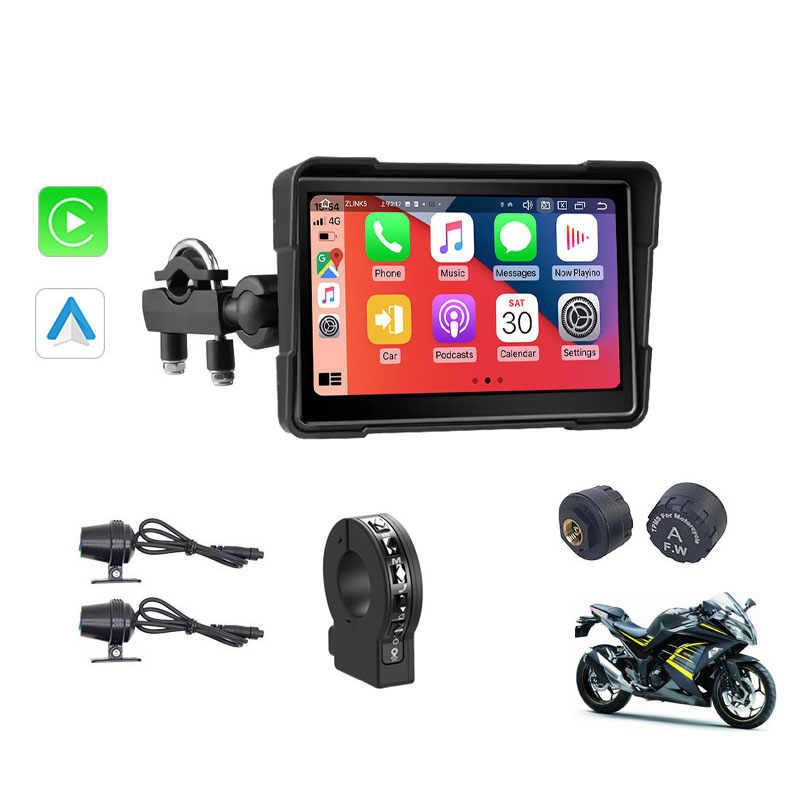 5 inch Motorcycle Navigation Gps Wireless Apple Carplay Android Automatic Ipx7 Waterproof Bluetooth Wifi Touch Monitor